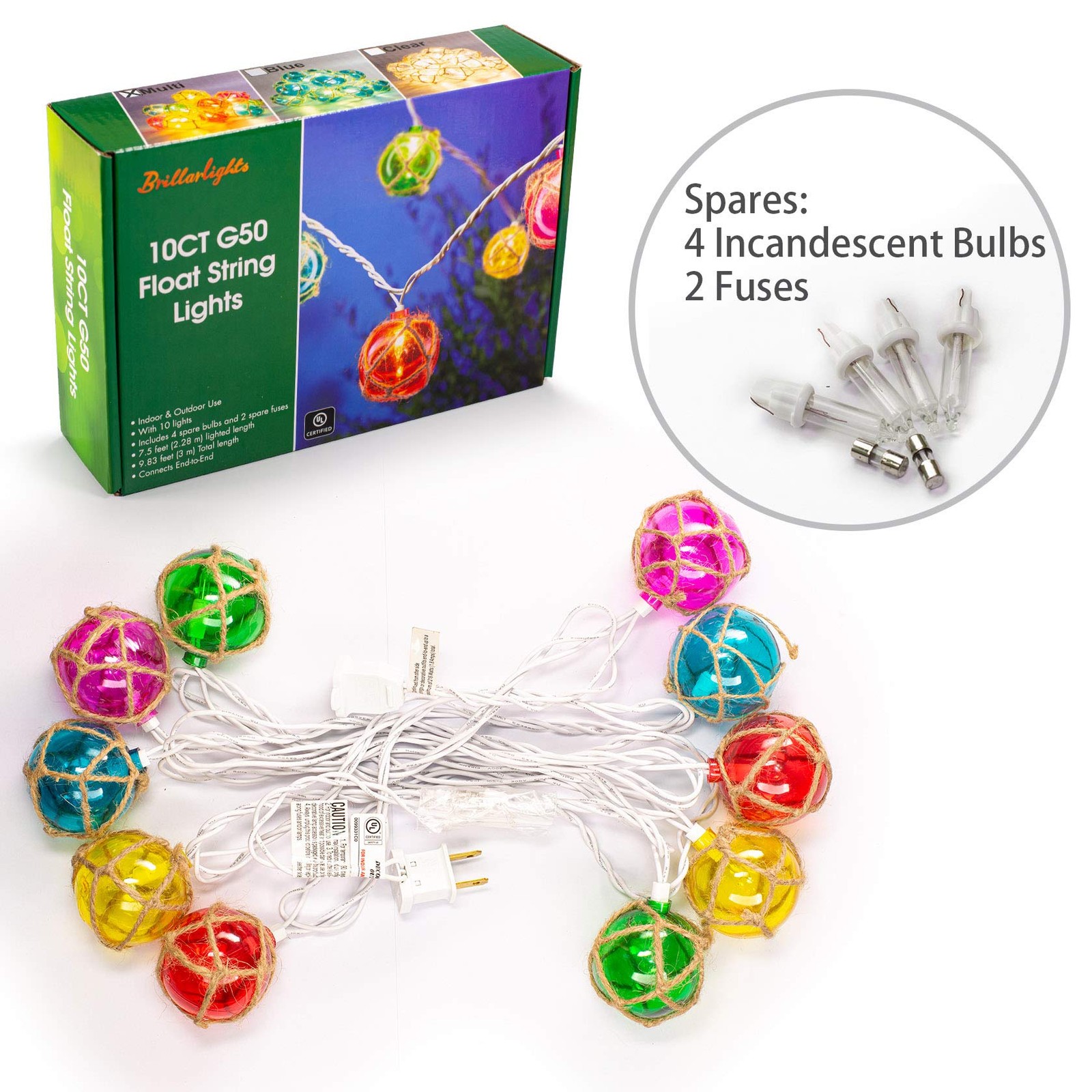 Nautical Fish Float String Lights Set of 10 LED Ball Nautical Float Lights