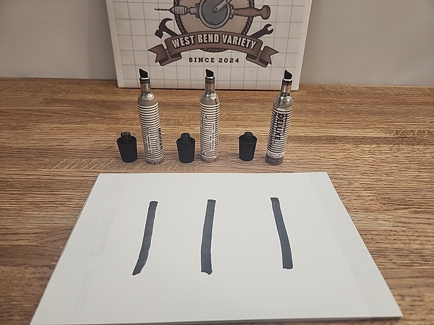 Lot Of 3 Sanford Deluxe Marker Black Permanent Ink Metal, Item No. 10000 & 1000
