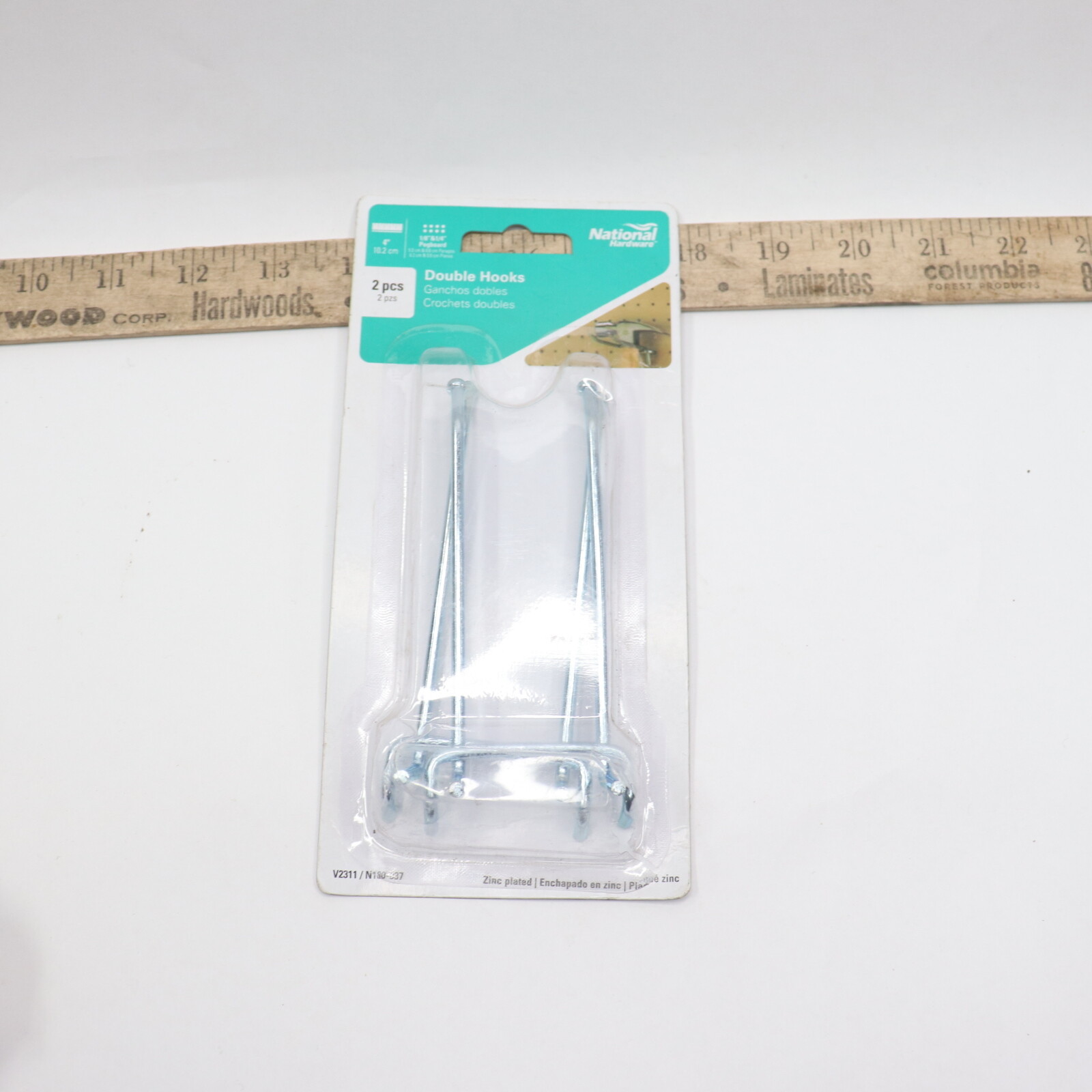 (2-Pk) National Hardware Double Peg Hook Zinc 4" N180-037