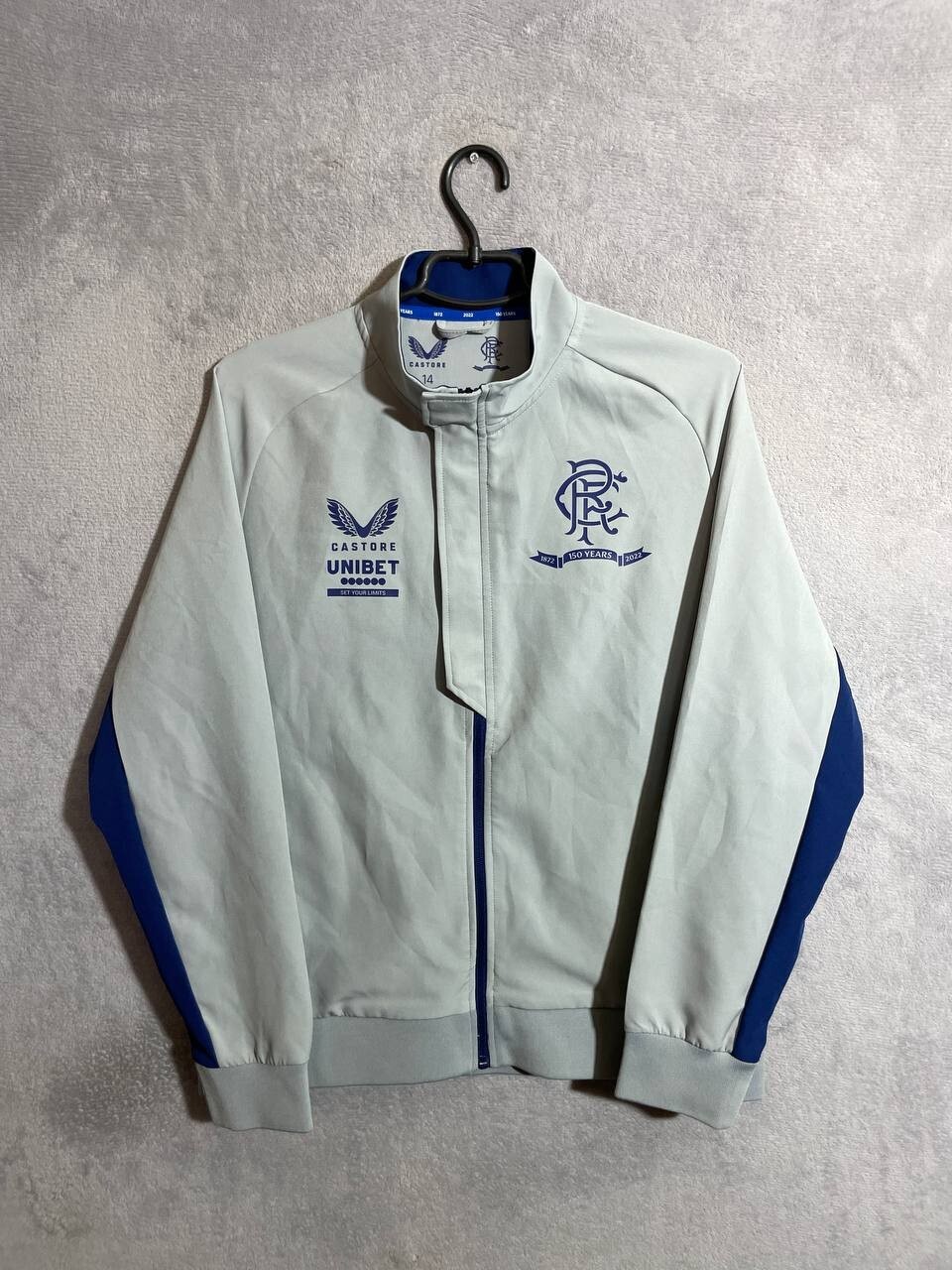Rangers 150 YEARS Training Football Long Sleeve Jacket Gray Castore Size 14