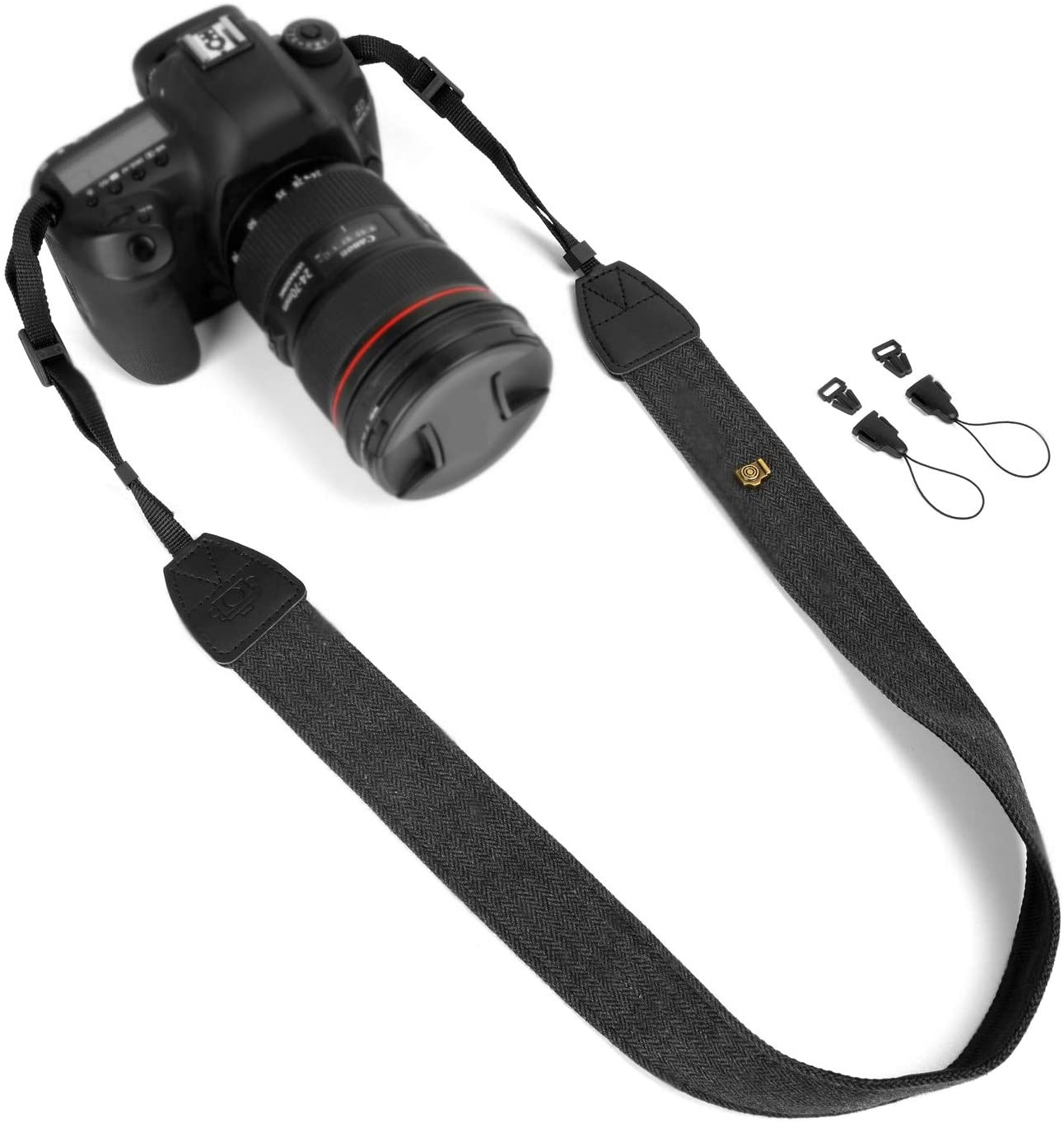 Camera Strap Black Canvas Neck Shoulder Strap with Quick Release Buckles for DSL