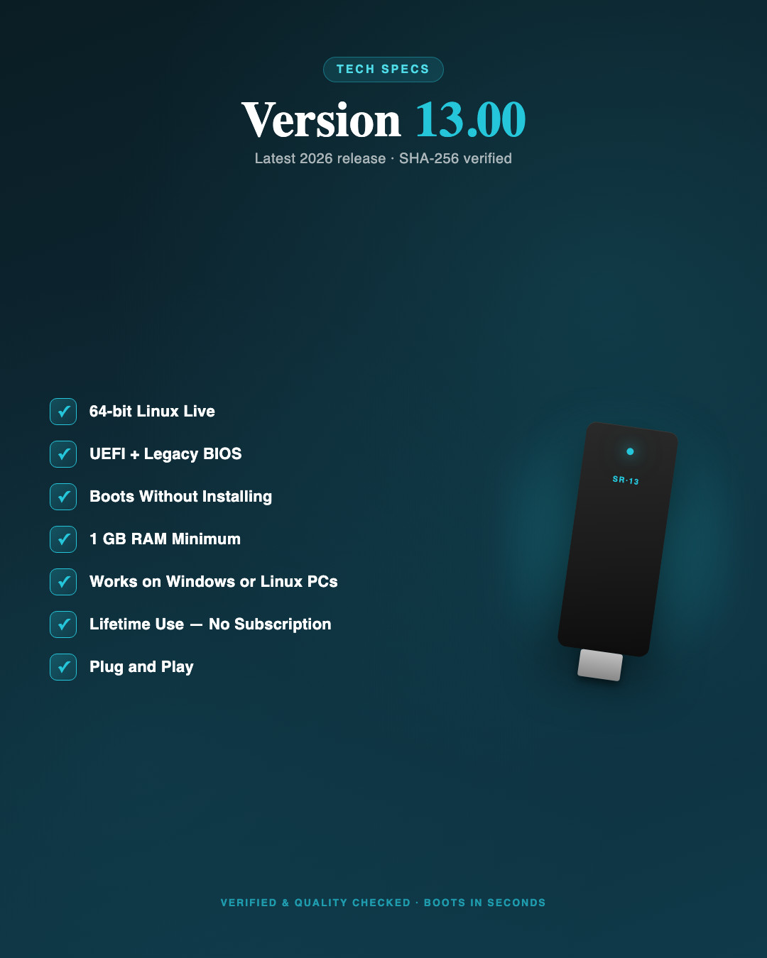 SystemRescue 13 Linux Bootable USB - PC Repair Recovery Live Toolkit 64-bit