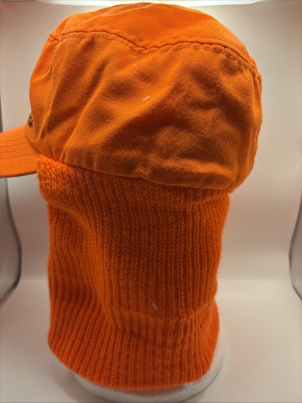 VTG Cabela's Blaze Orange Insulated Sz M Winter Hunting Hat Knit Face Cover USA