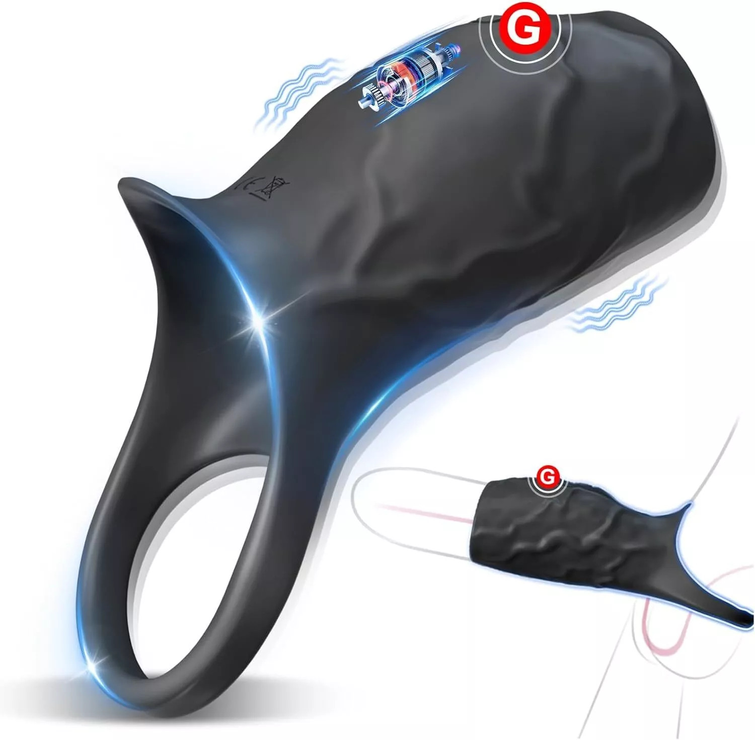 Vibrating Penis Extender Sleeve Cock Ring Vibrator Extension Men Couple Sex Toys