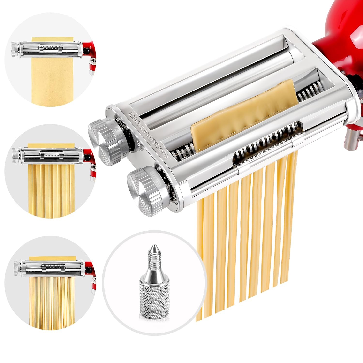 Pasta Maker Attachment for KitchenAid Stand Mixers, 3-in-1 Stainless Steel Pa...