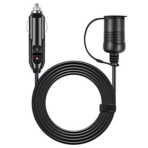 Cigarette Lighter Ext Cord 12Ft/12V For Car, Male to Female Socket 120W/15A Cord