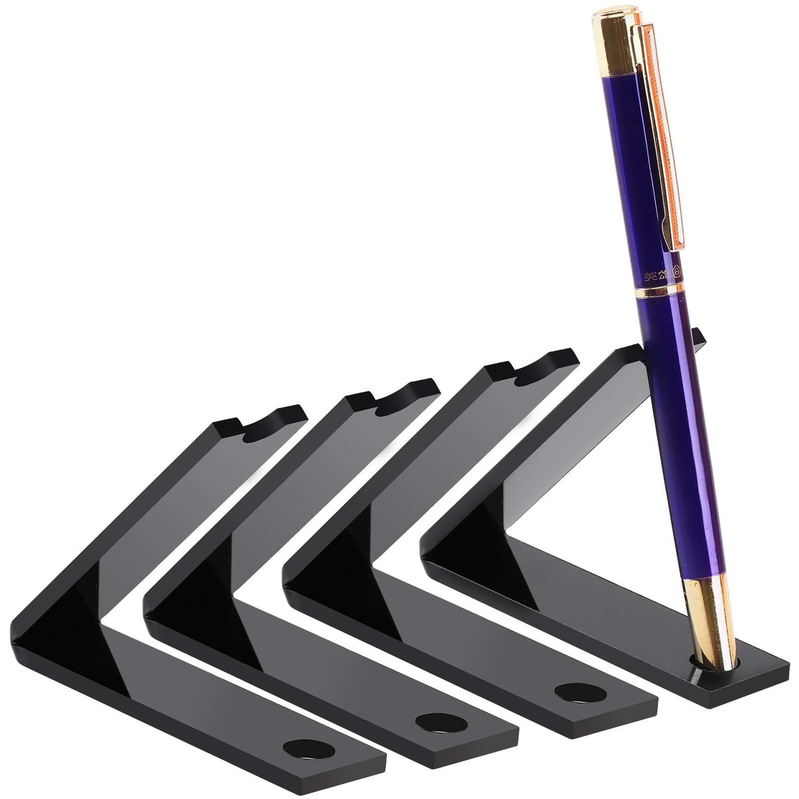 AIOMOB 4 Pieces Acrylic Pen Holder Display Stand Black Makeup Brush Rack Orga...