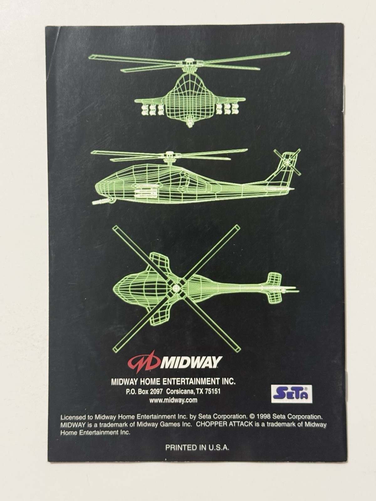 Chopper Attack - Nintendo N64 *Instruction Manual*
