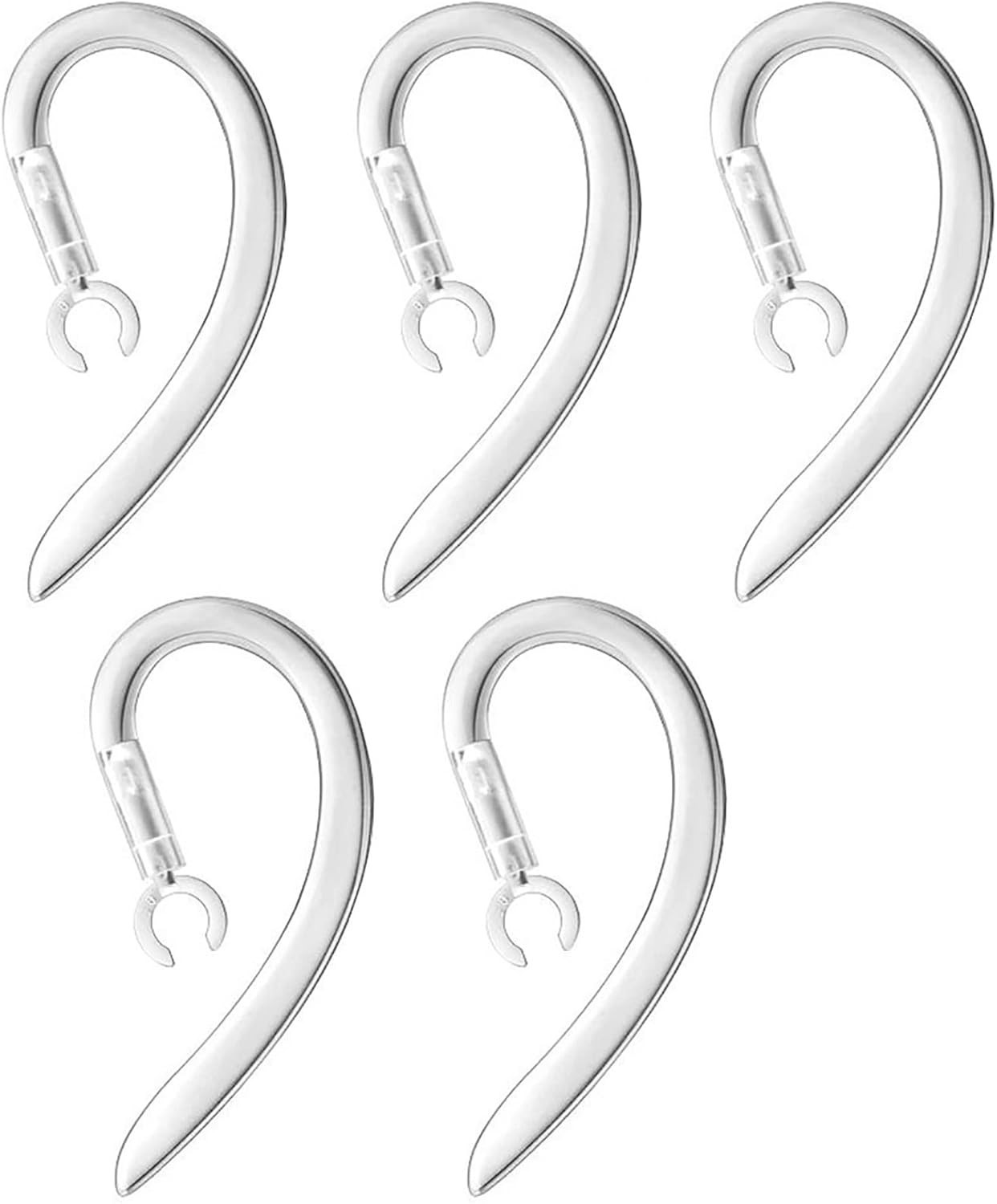 Soft Silicone Anti-Slip Ear Hook Clips for Secure Bluetooth Headset Fit - 5 Pack