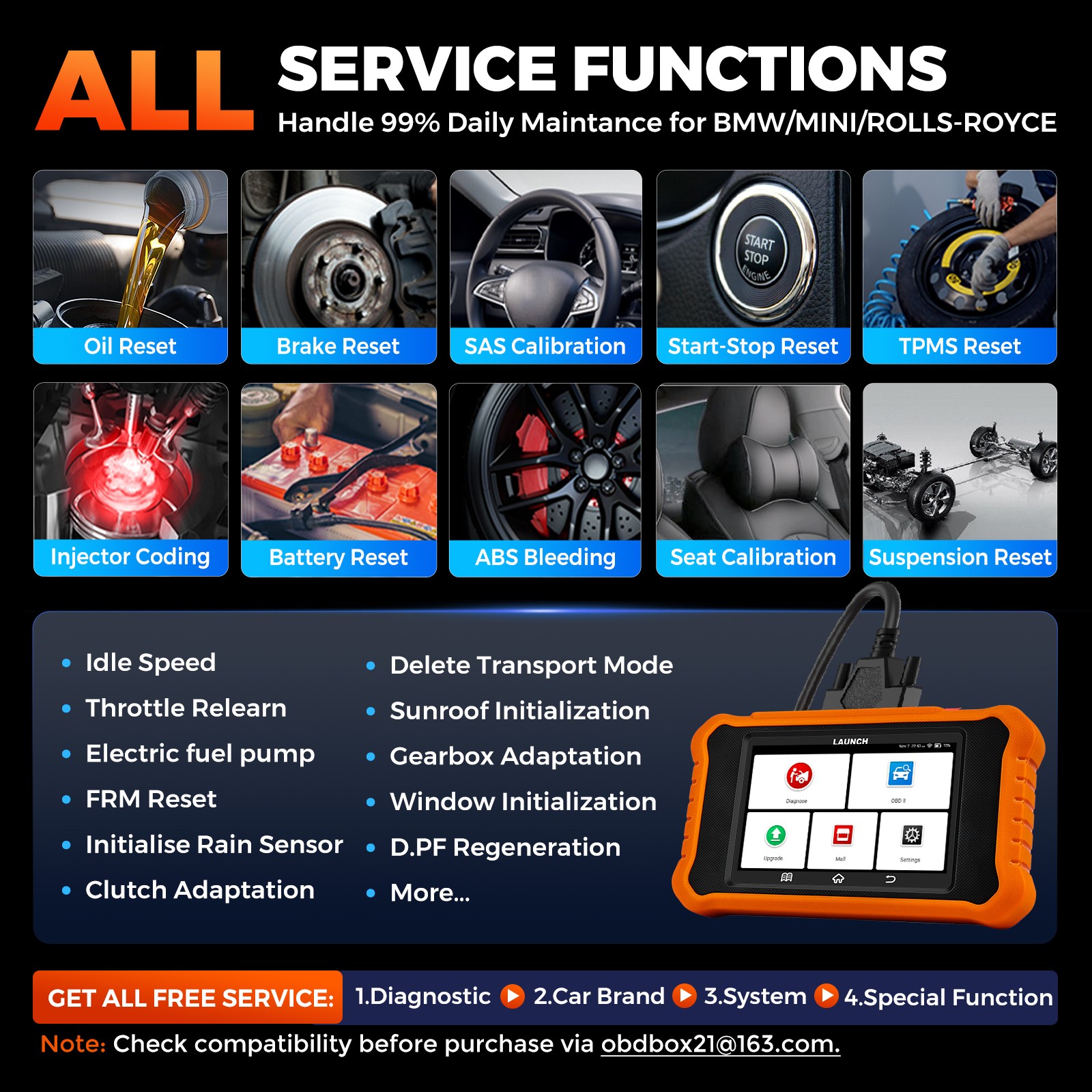 LAUNCH X431 Creader Elite V3 for BMW Car Diagnostic Tool Scanner Bidirectional