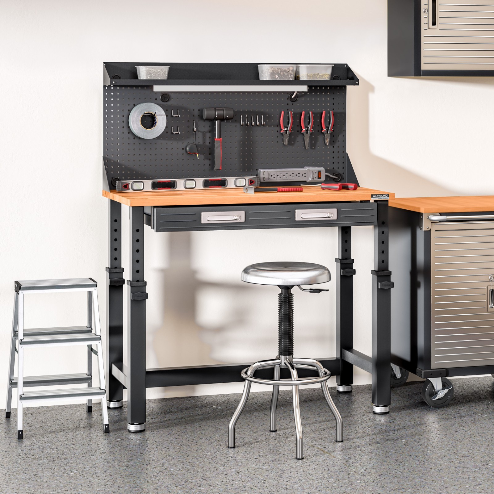 Seville Classics UltraHD® Height Adjustable Lighted Work Center, 45" W x 22" D