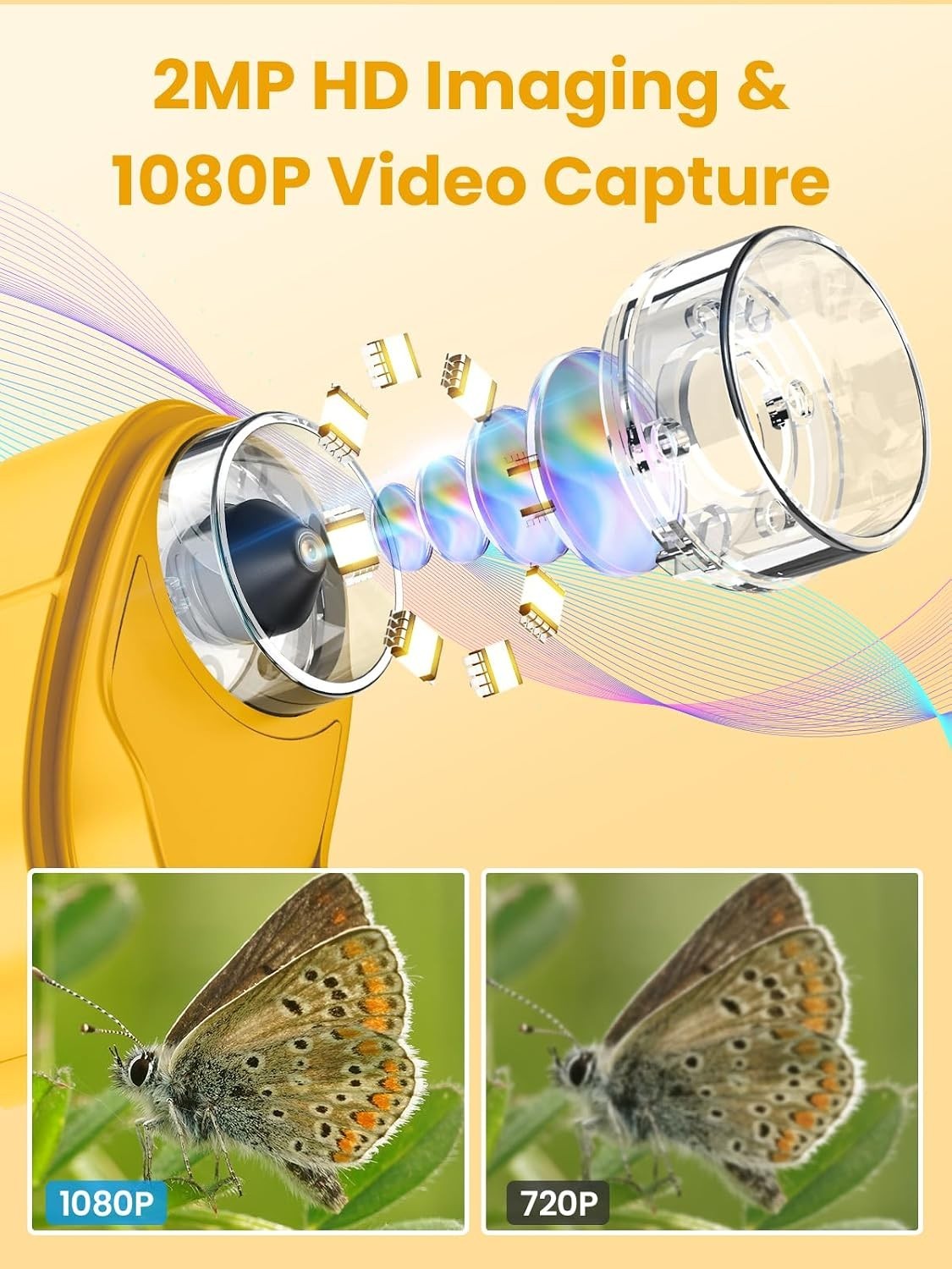 2.4-Inch Kids Digital Microscope with 1000X Magnification - Educational Yello...