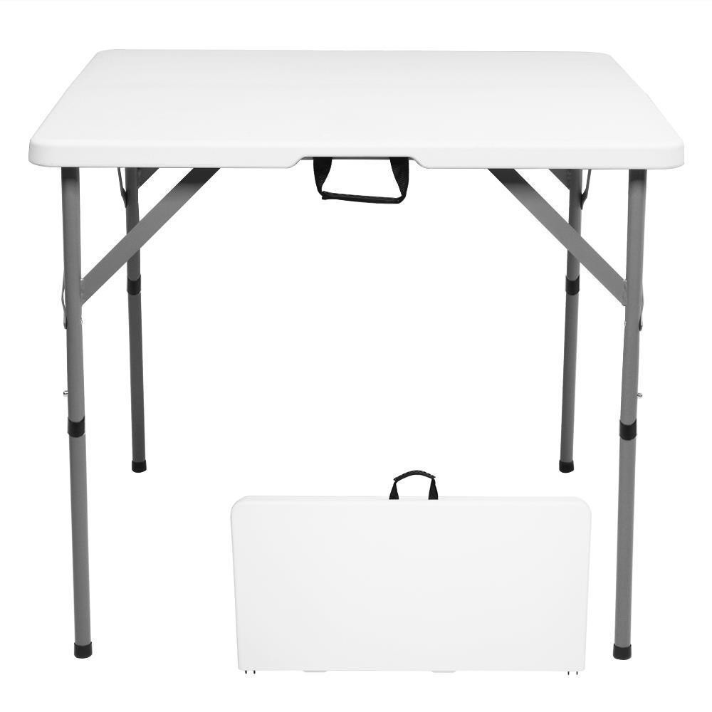 34" Fold in Half Square Table, Portable Plastic Dining Card Table Foldable Home