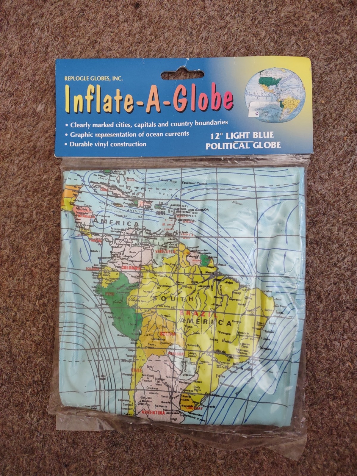 Replogle Inflatable Political Globe, Light Blue Ocean, 12-Inch Diameter