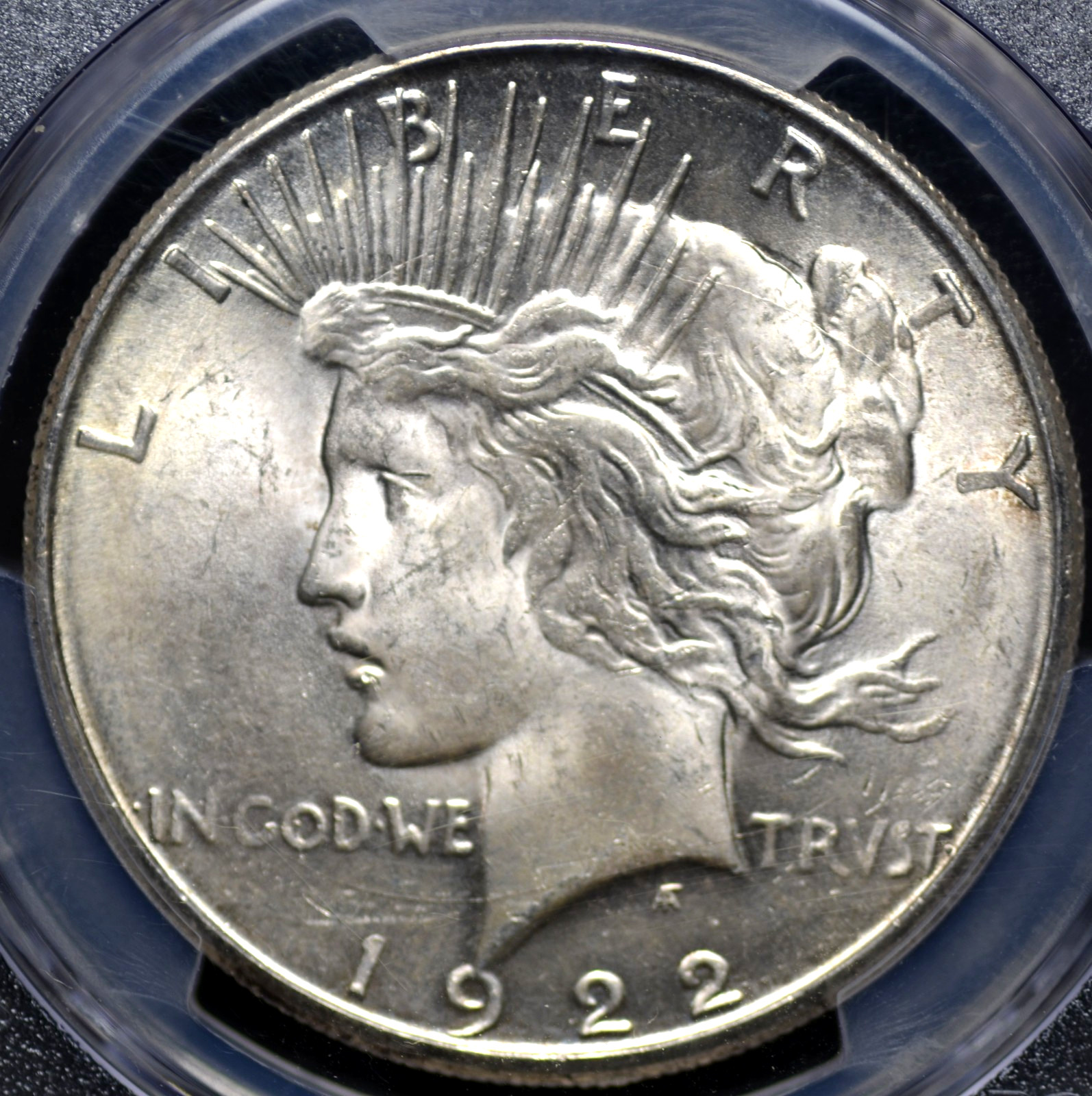 1922 S PEACE DOLLAR PCGS MS 63 SOFT PUFFY WHITE LUSTER, AVERAGE STRIKE, MARKS