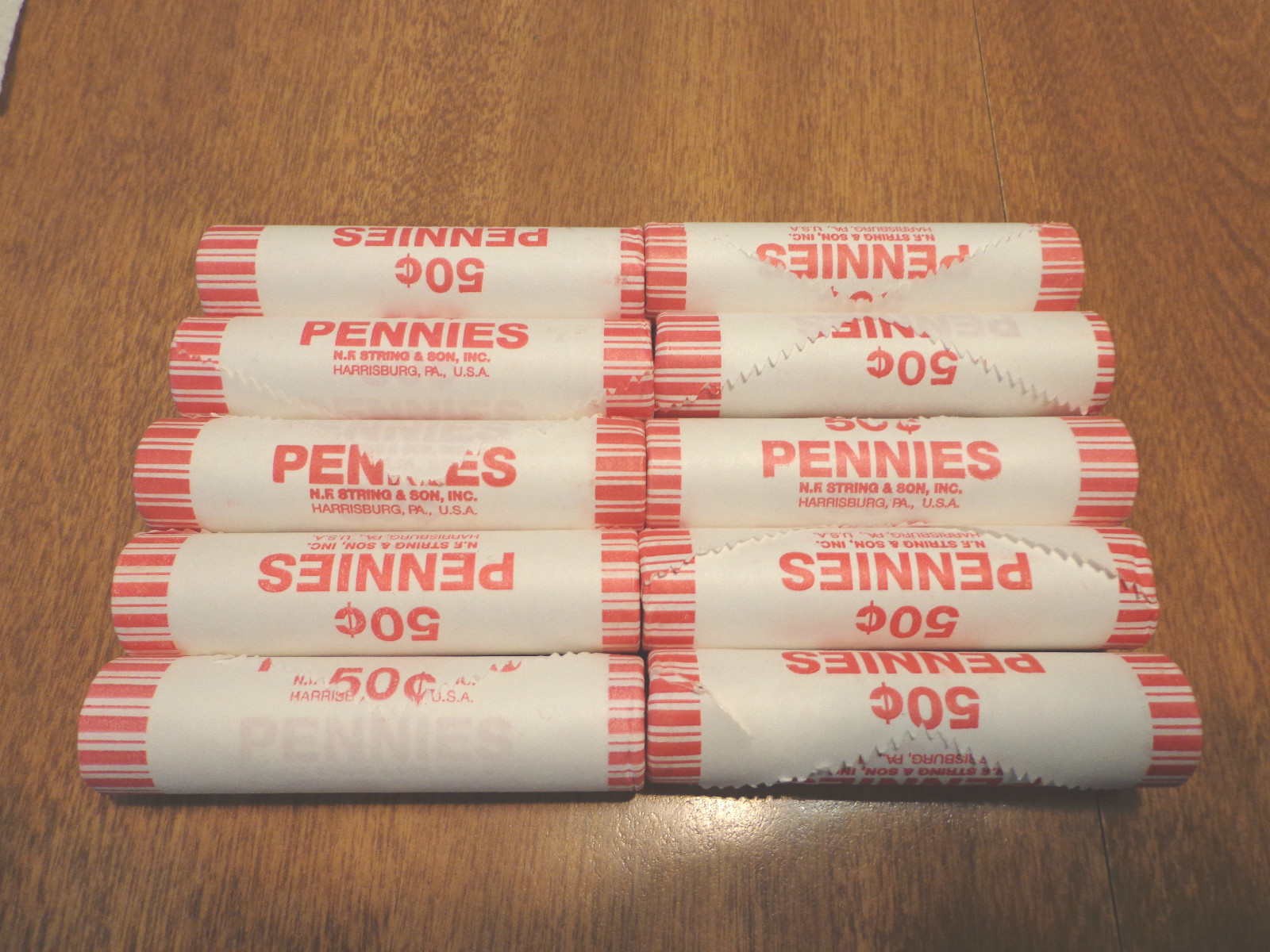 2018 P & D Lincoln Cent Penny 5 EACH 10 Roll Lot Set NF String