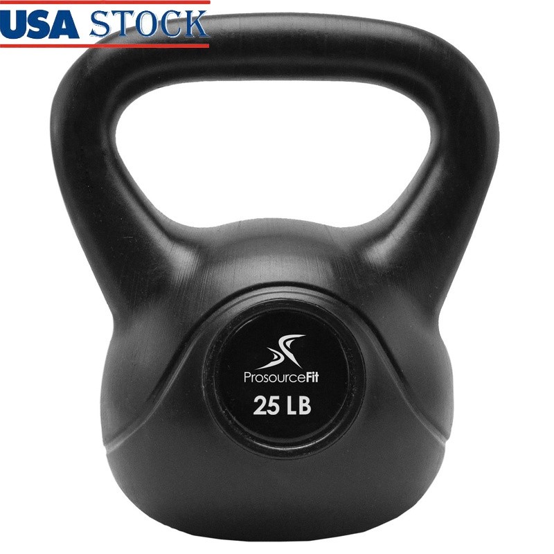 Vinyl Kettlebell 25lb Full Body Workout Core Strength Home Gym Equipment Black