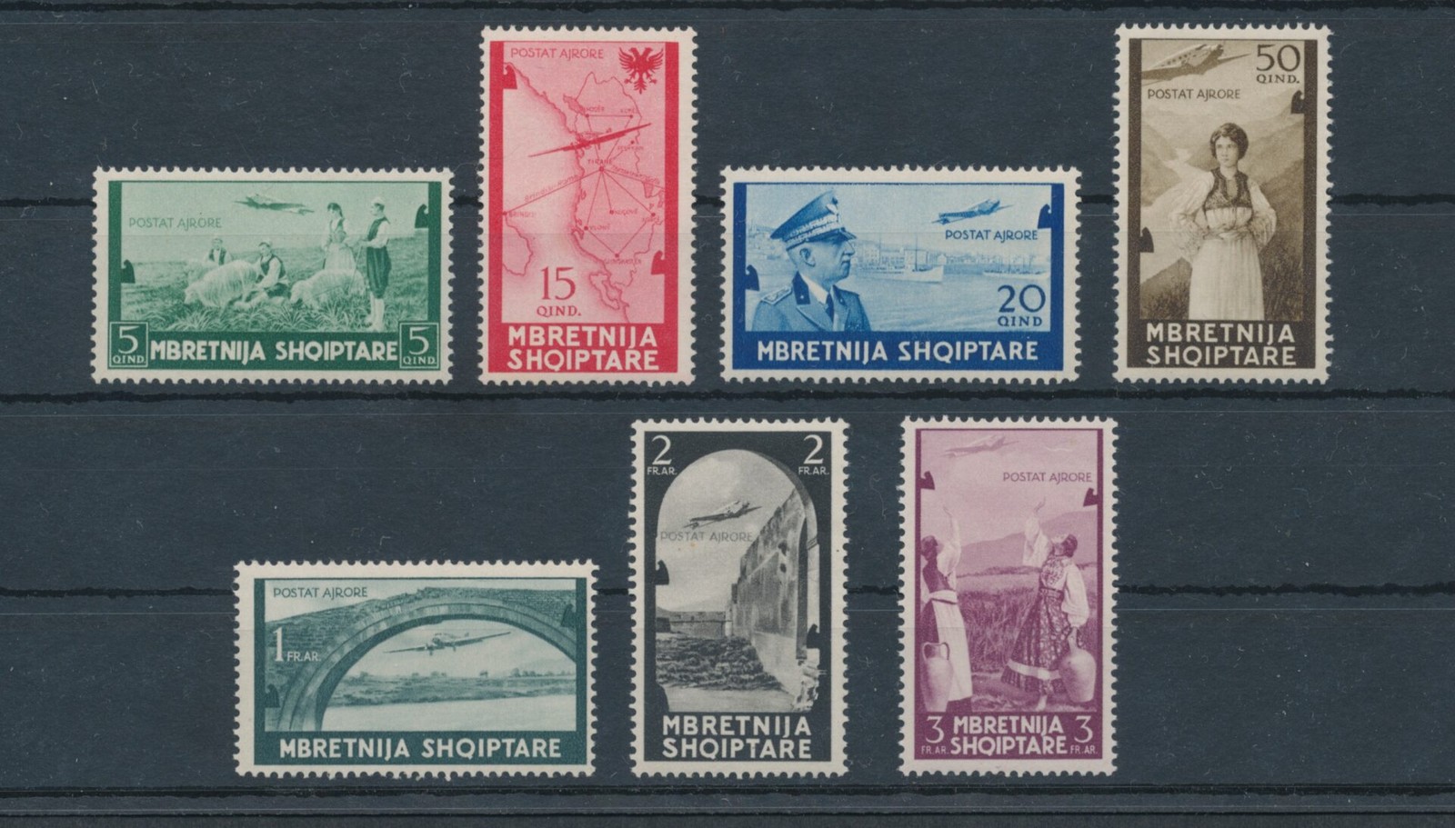 1940 ALBANIA Italian Occupation, Airmail - Ordinary Series No. 5/11, MNH**