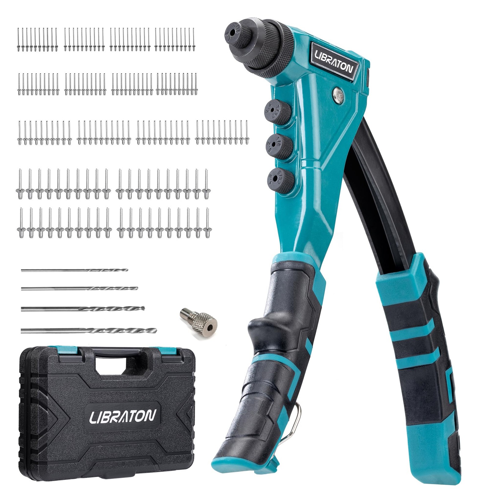Professional Riveter Set, Pop Riveter, Blind Riveter, Rivet Gun with 160 Al...