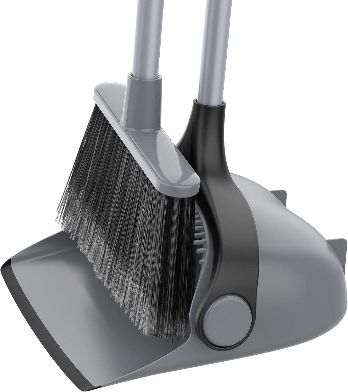 Stylish Gray Broom and Dustpan Set with Comfort Grip for Stress-Free Cleaning