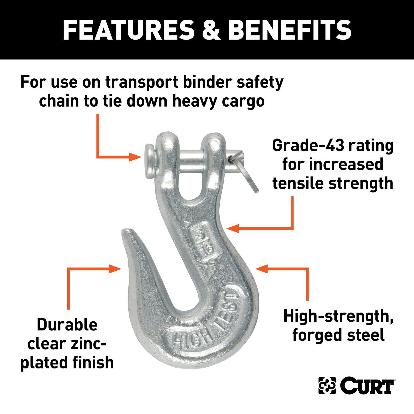 Curt-5/16" Clevis Grab Hook (3,900 lbs, 7/16" Pin)