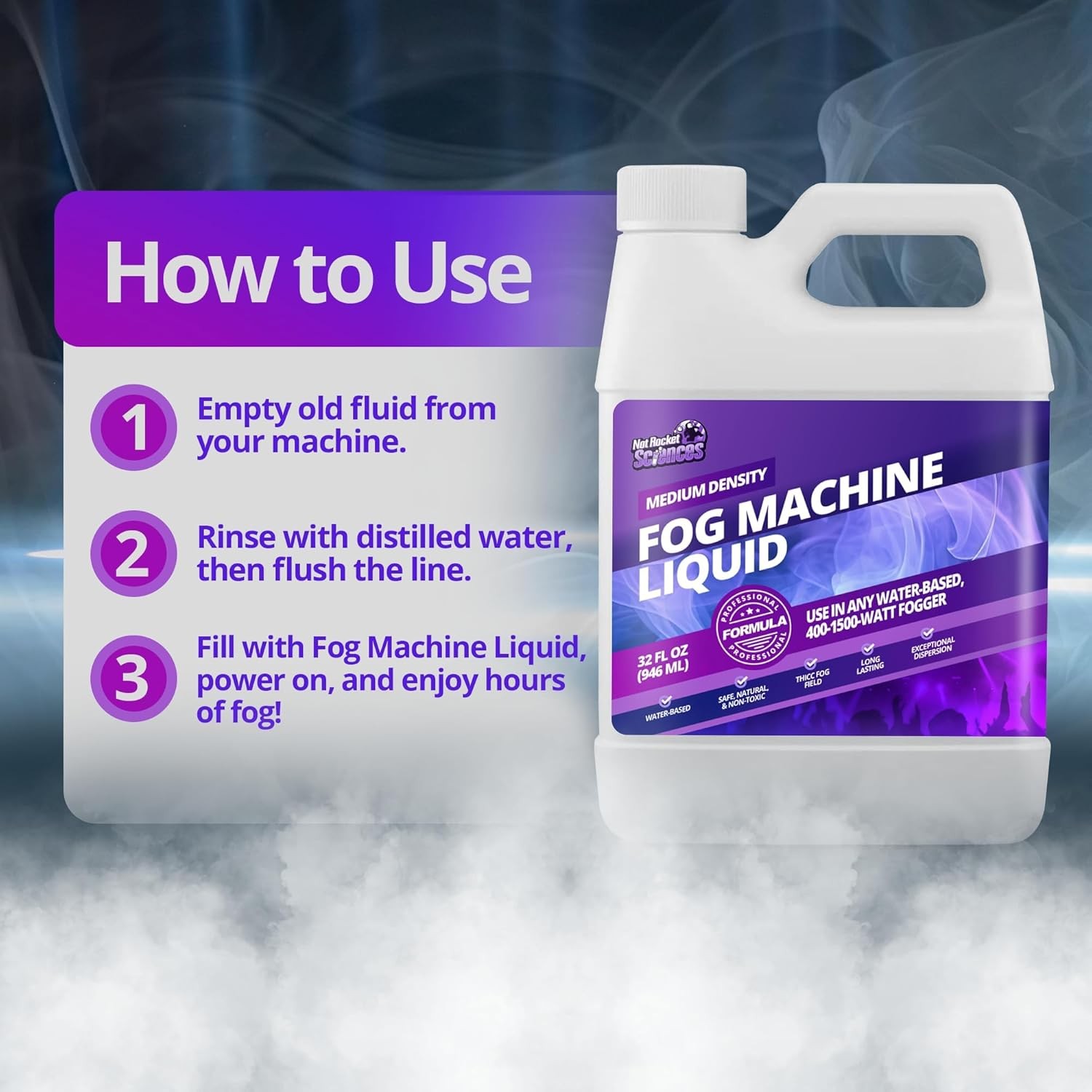 32oz Fog Machine Liquid Smoke - Medium Density Machine, 32 oz (1 Quart)