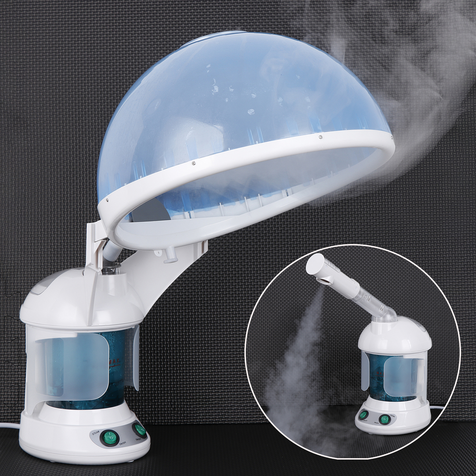2 in 1  Ozone Facial Steamer with Bonnet Hood Attachment 360° Rotatable Sprayer