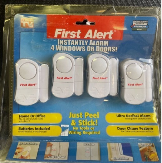 First Alert Instantly Alarm 4 Windows or Doors Peel & Stick security New