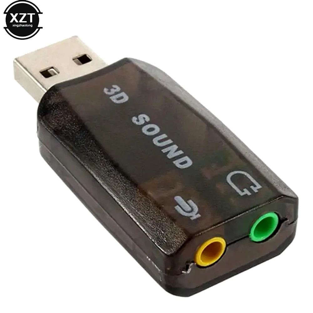 USB 5.1 Channel External Sound Card Adapter 3D Audio Stereo Headset Mic