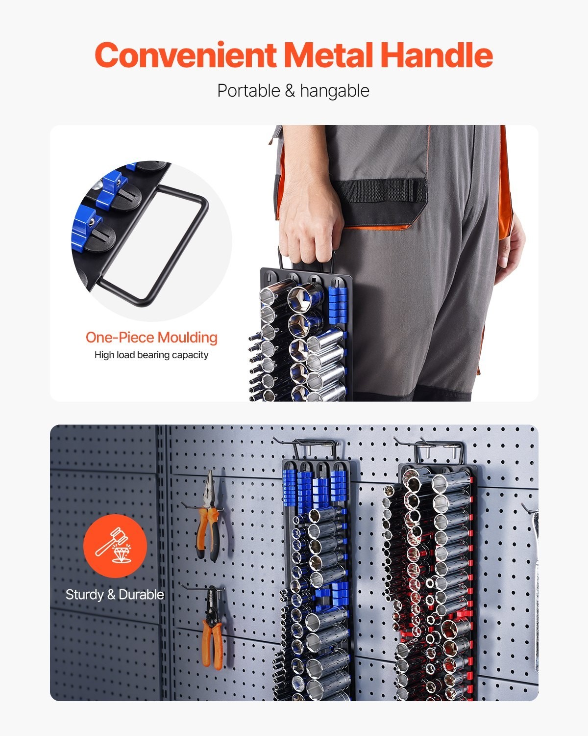 Newly Upgraded Portable Socket Organizer Set 2PCS 160 Clips Steel Socket
