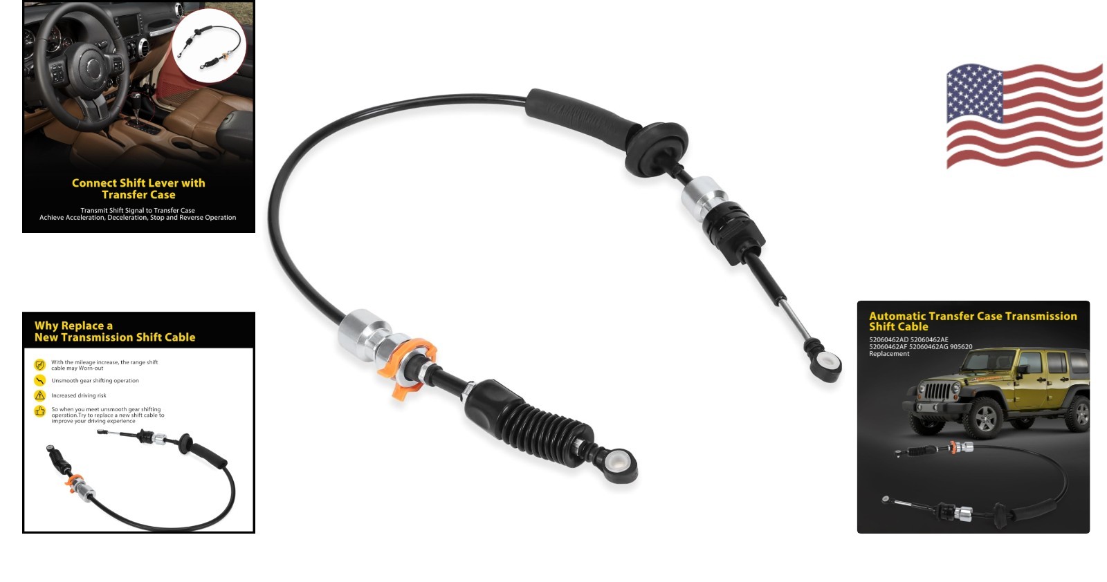 Enhance Shifting Experience: Jeep Wrangler 4x4 Shift Cable Compatible 2007-2011