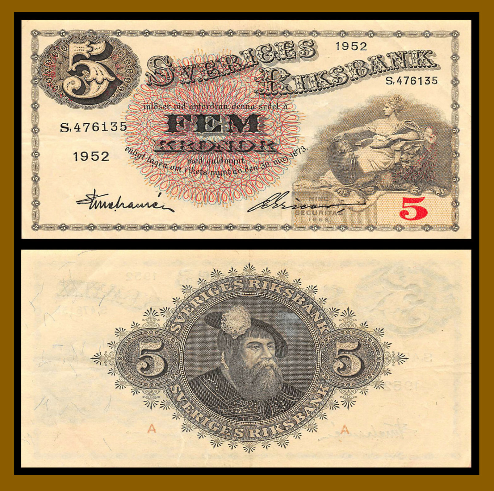 Sweden 5 Kronor, 1952 P-33ai XF