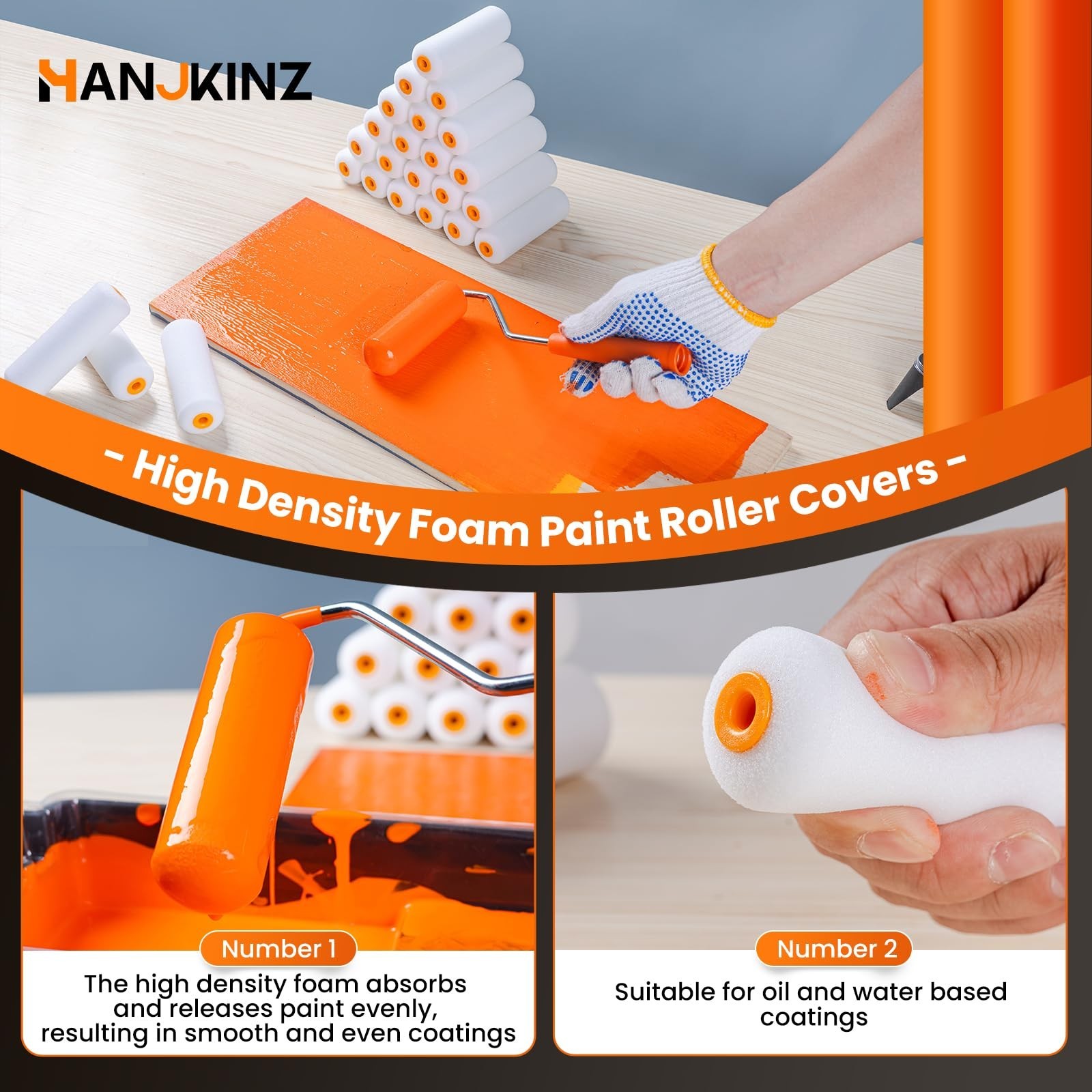 Foam Paint Roller, 24 Pack, 4 Inch Mini Paint Roller Covers, High Density Foa...