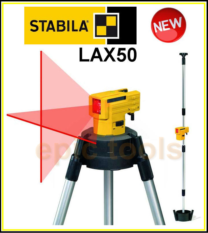 STABILA LAX50 Self Levelling Cross Line Laser Level +Tripod/Telescopic Pole Kit
