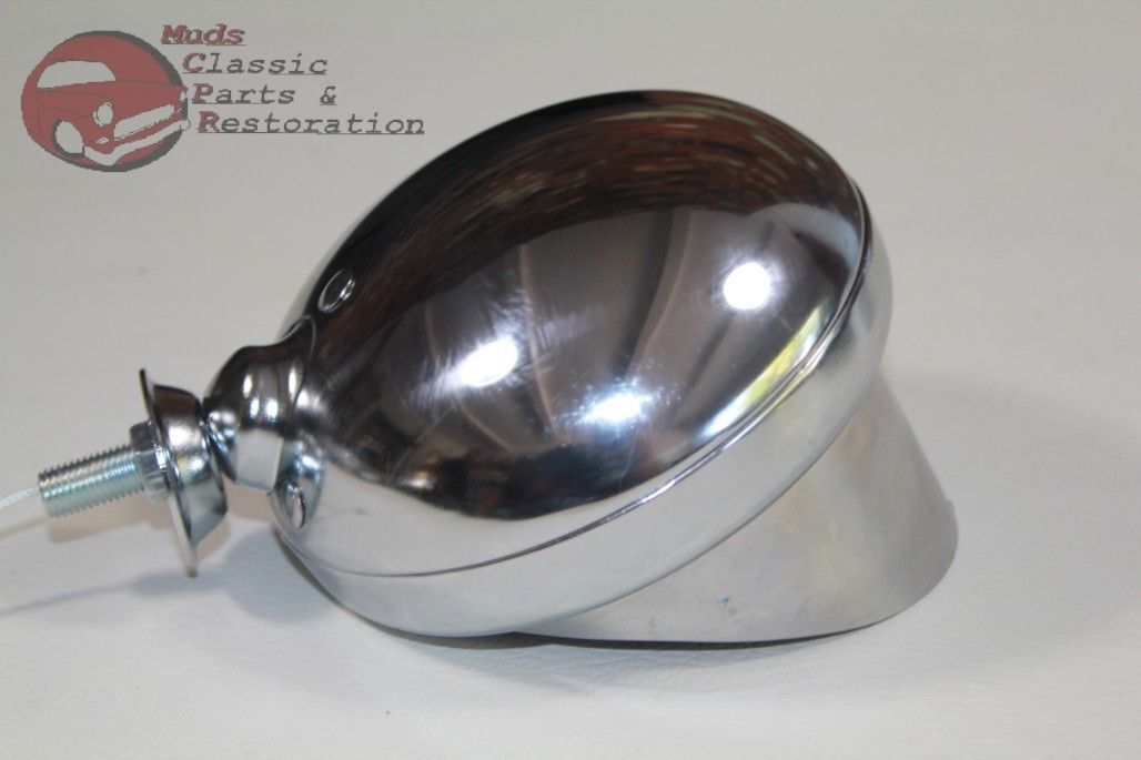 5" Small Chrome Amber Glass Visor Fog Light Lamp 12 Volt Custom Car Pickup Truck