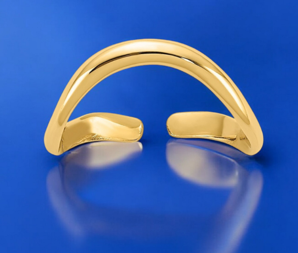 Solid 10k or 14k Yellow Gold Polished Curved Adjustable Toe Ring - Toe Rings