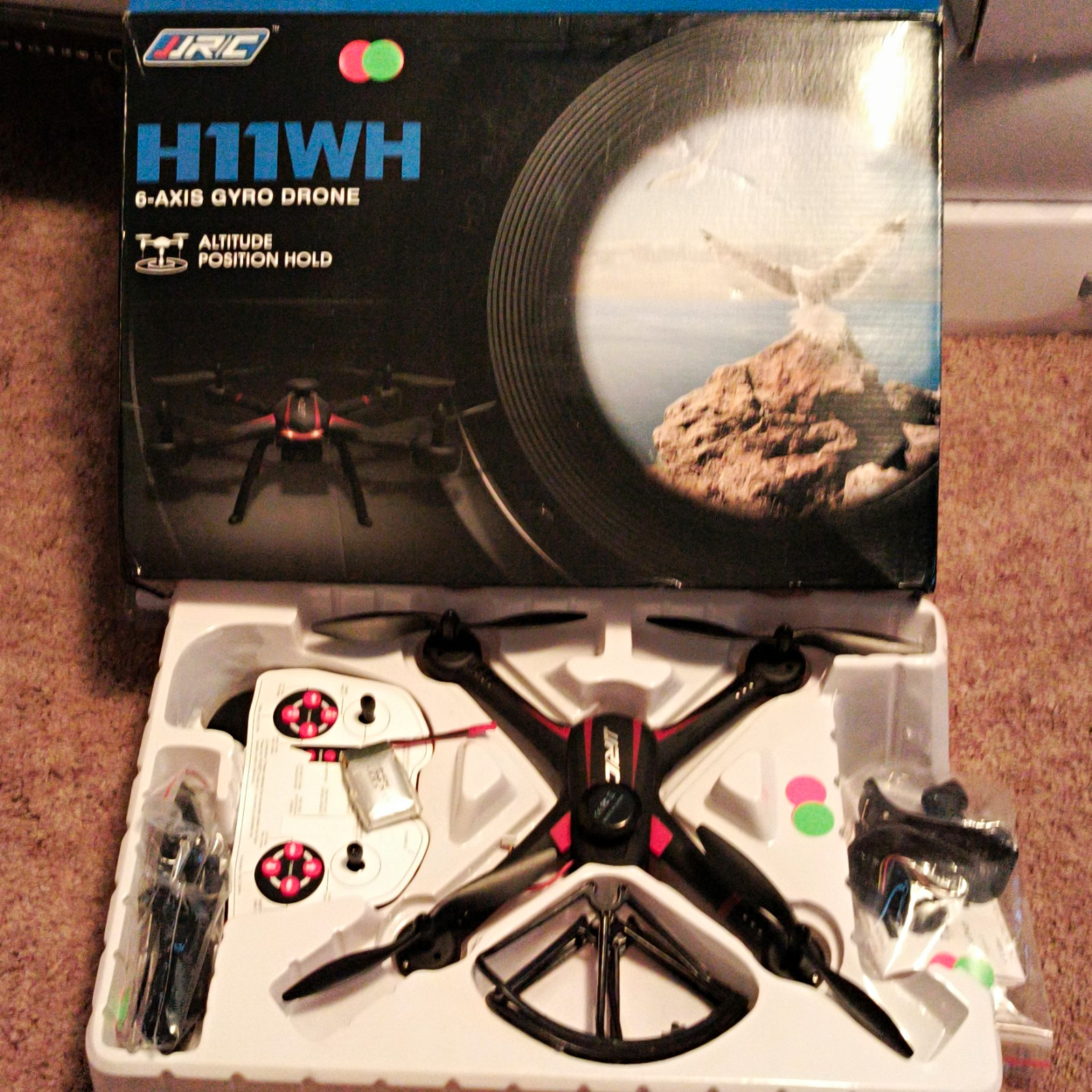 JJRC H11WH Quadcopter Drone w/ Camera, WiFi Control, LED Lights & Controller
