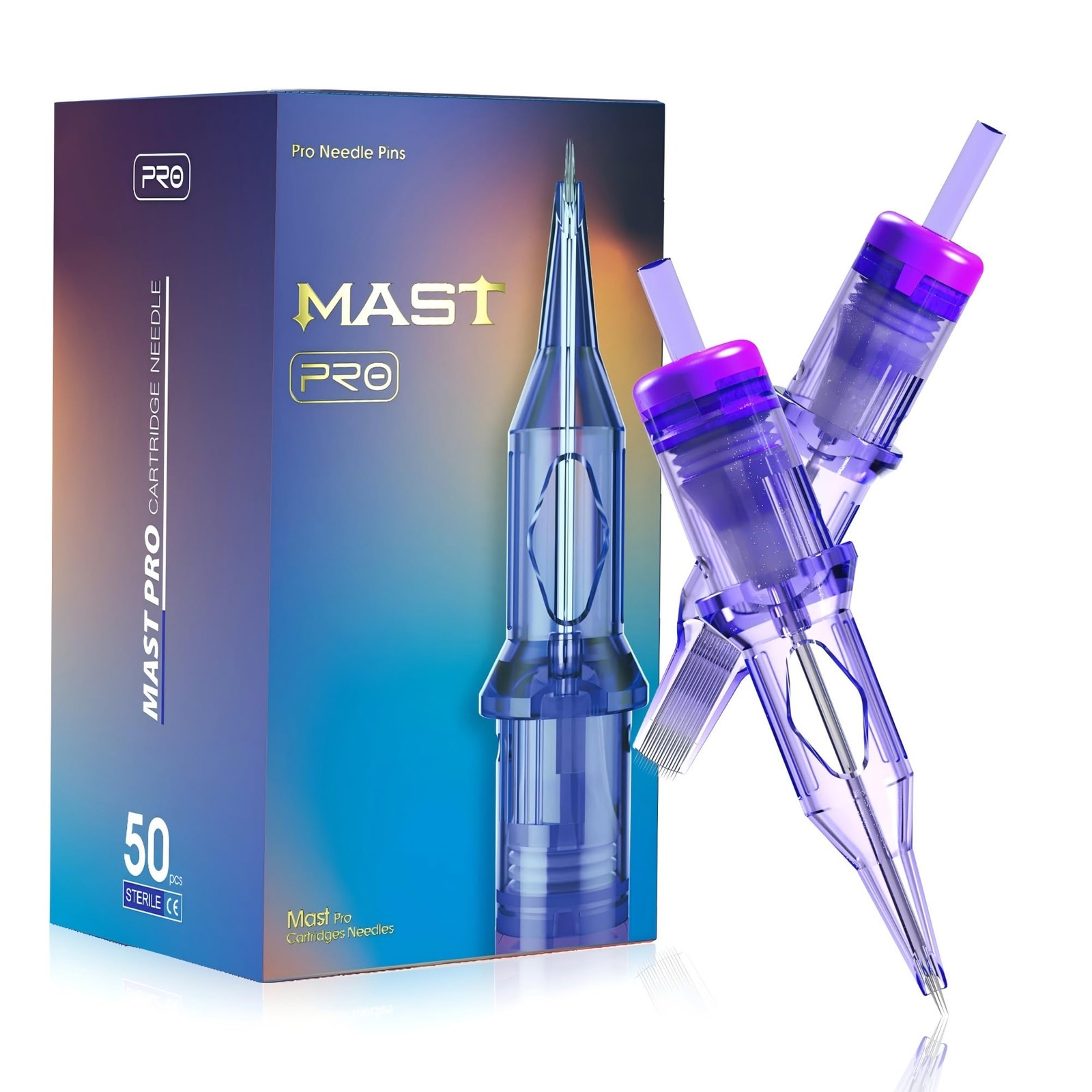 Mast Tattoo 50Pcs Pro Cartridge 5 Sizes #10/#12 RL+RS+RM+M, Purple