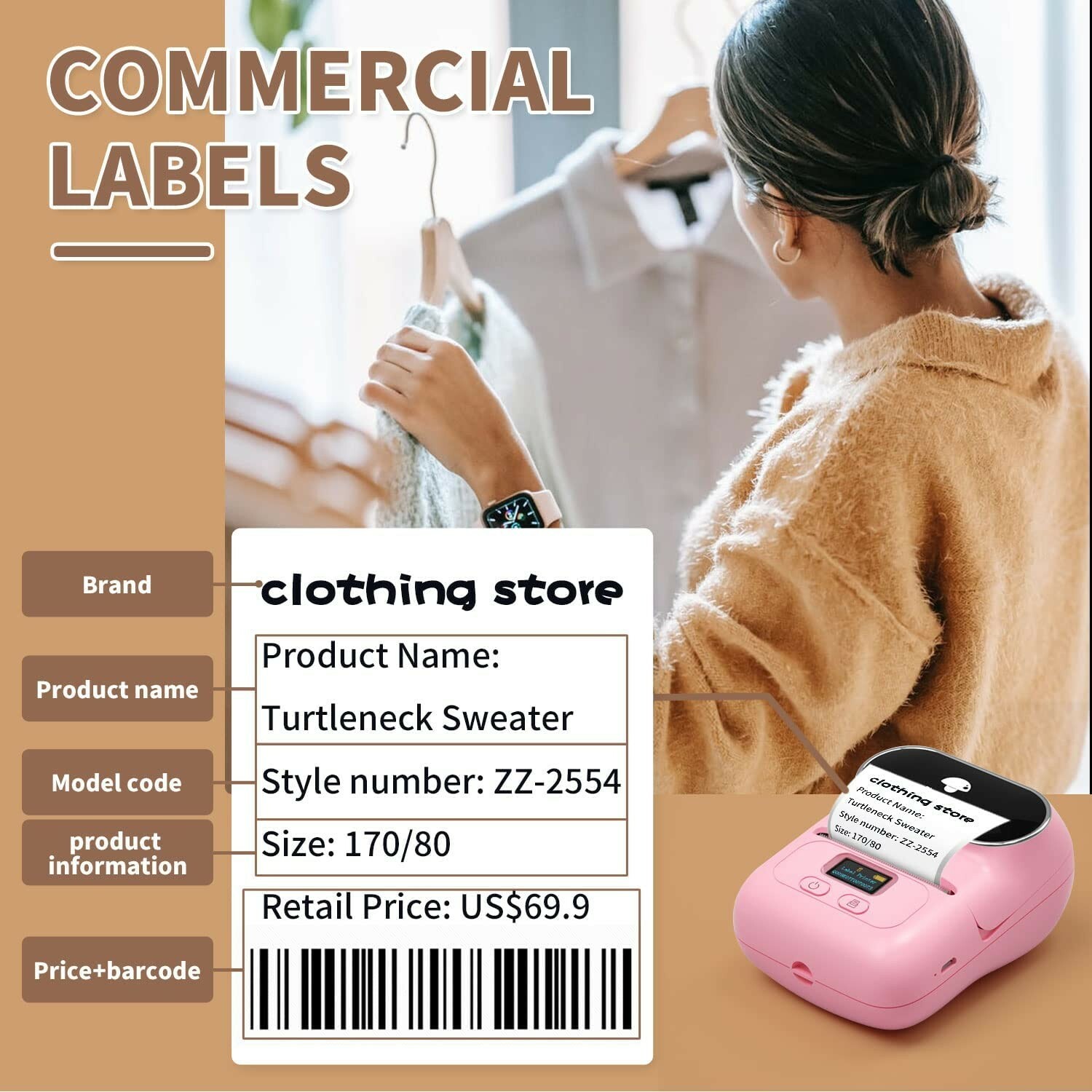 Phomemo M110 Label Maker Portable Bluetooth Thermal Sticker Label Maker Printer