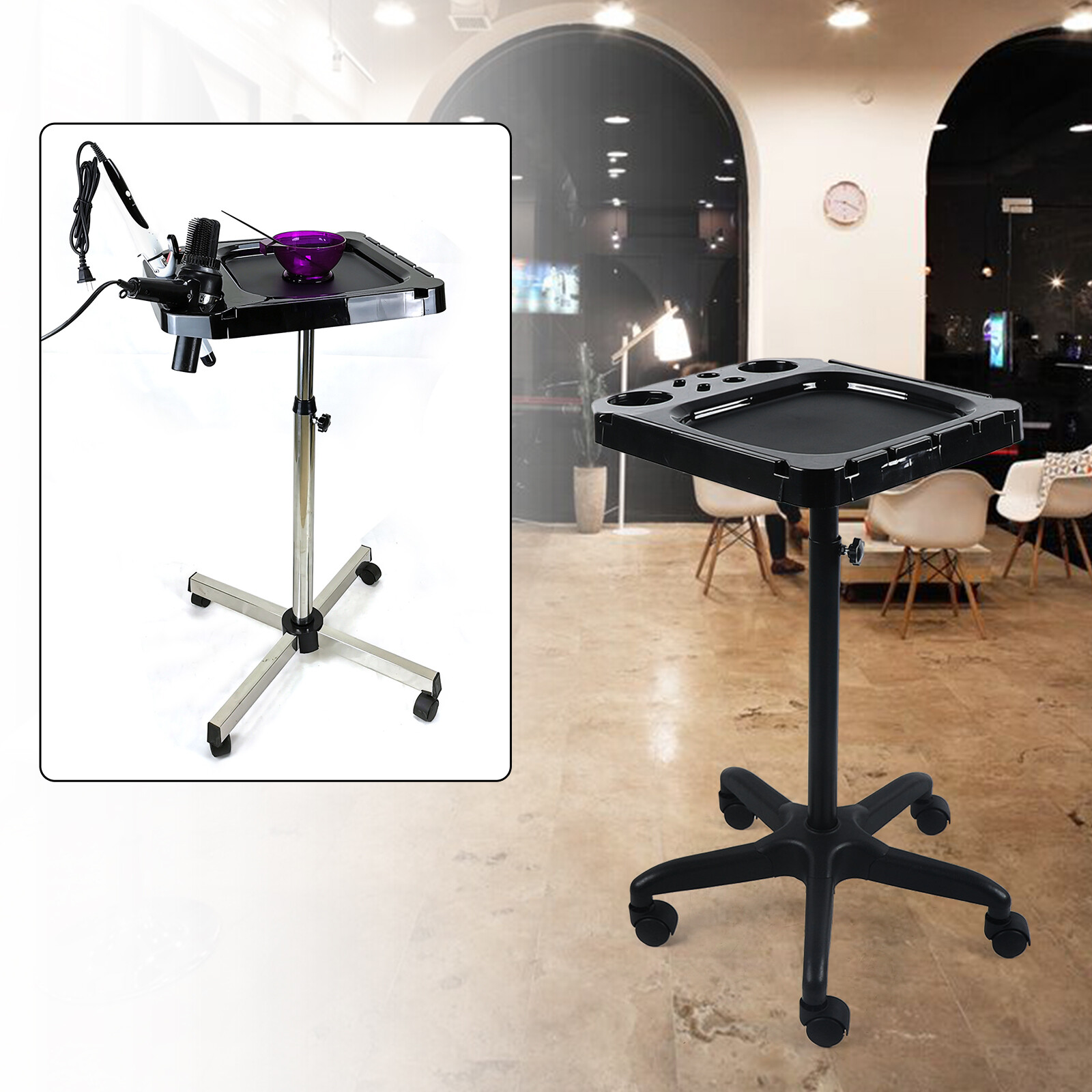 Salon Hairdresser Barber Hair Beauty Storage Trolley Height Adjustable Spa Cart