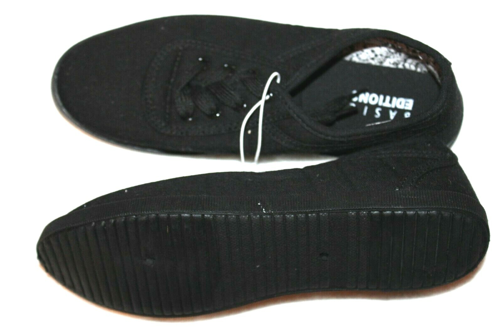 Basic Editions Women's Eavan Black Lace-Up Canvas Oxford Shoes Sneaker 6M-10M