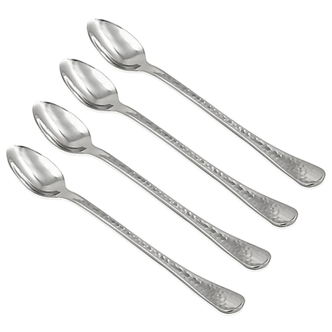Ginkgo Lafayette Hammered Stainless Steel Iced Tea Spoons ~~  Set of 4