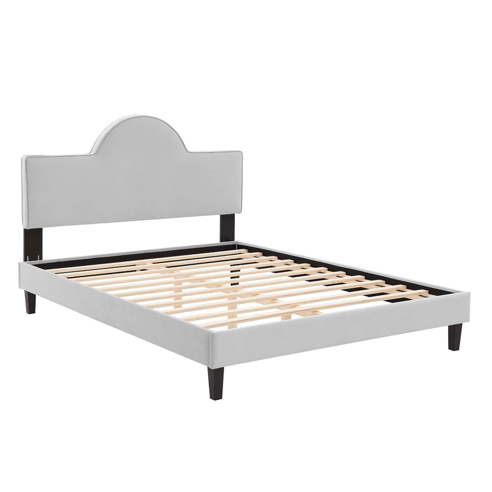Modway Soleil Performance Velvet Queen Bed in Light Gray
