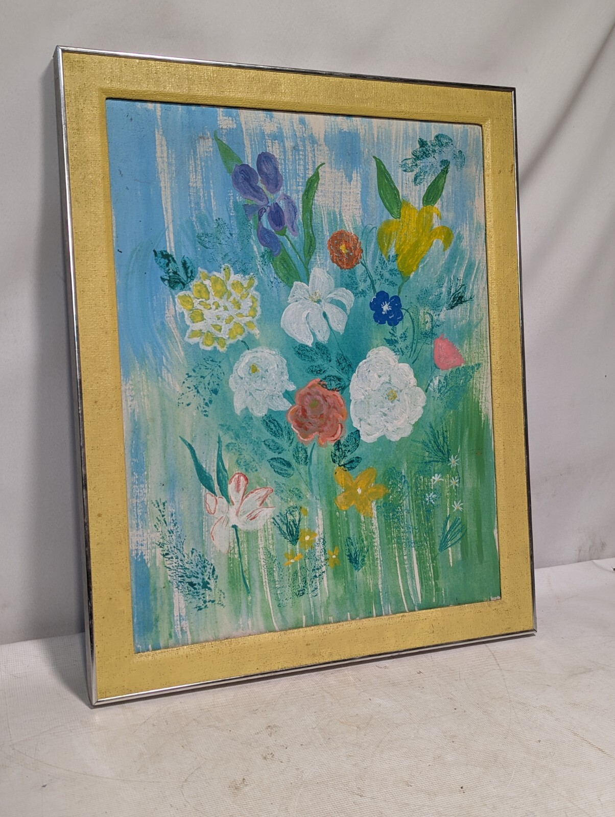 Framed floral painting, 31.5 x 25.5 inches, unsigned