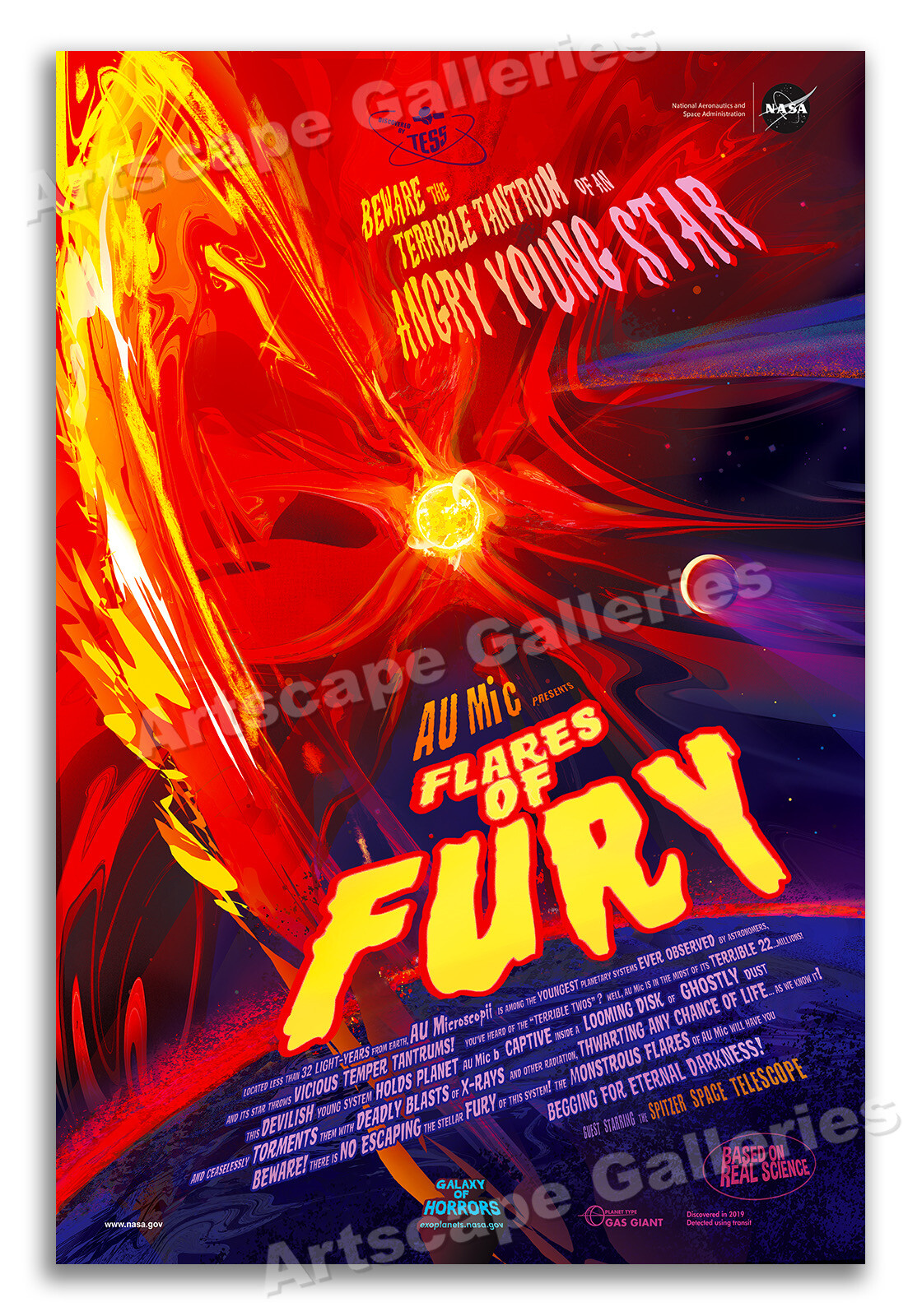 Flares of Fury! An Angry Young Star - NASA Space Horror Movie Poster - 16x24