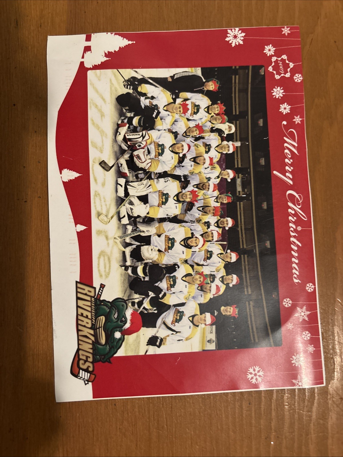 RARE 2009 Mississippi Riverkings CHRISTMAS TEAM 5x7 PHOTO Central Hockey League