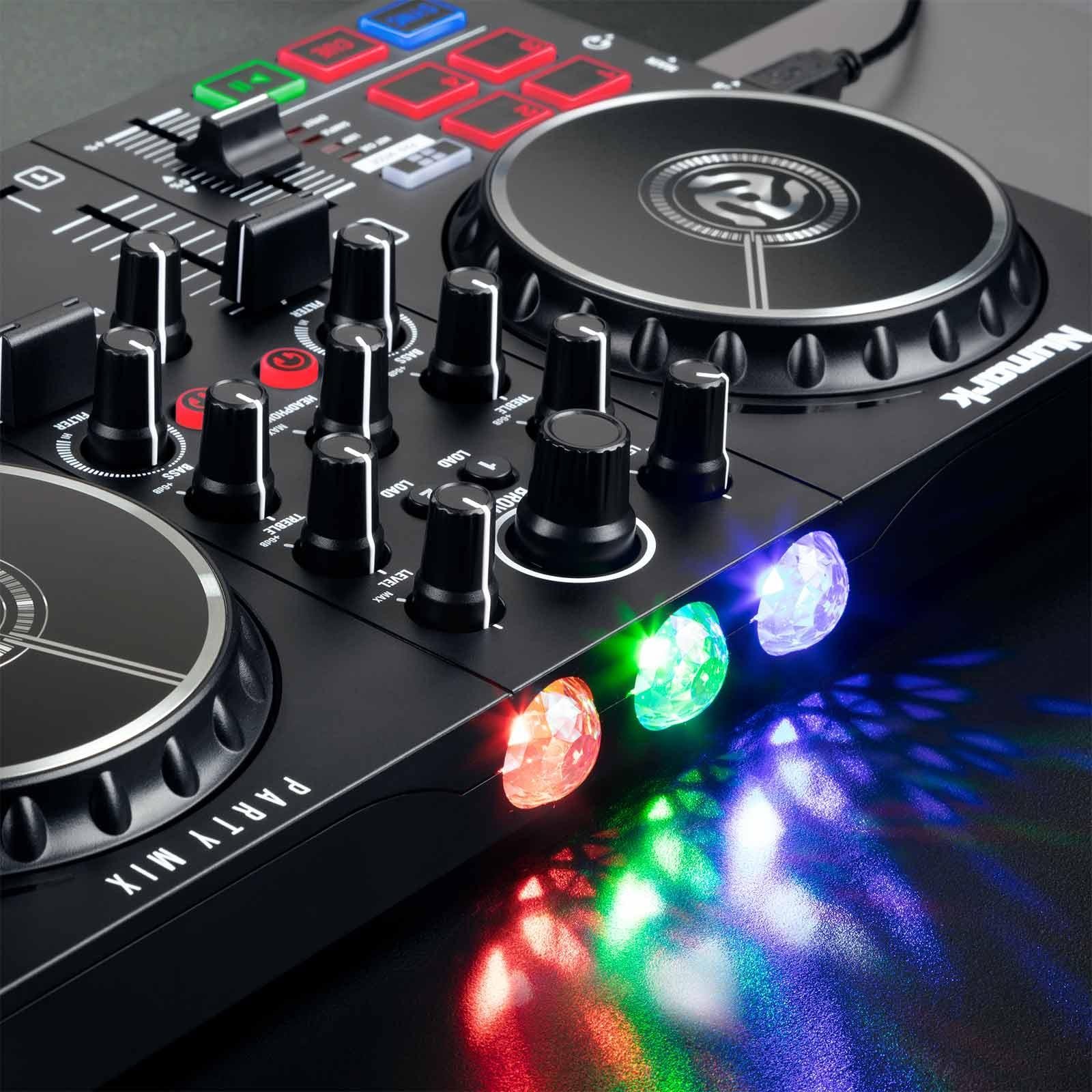 Numark Party Mix II DJ Controller w Lights & 2 Gemini 12" PA Speakers