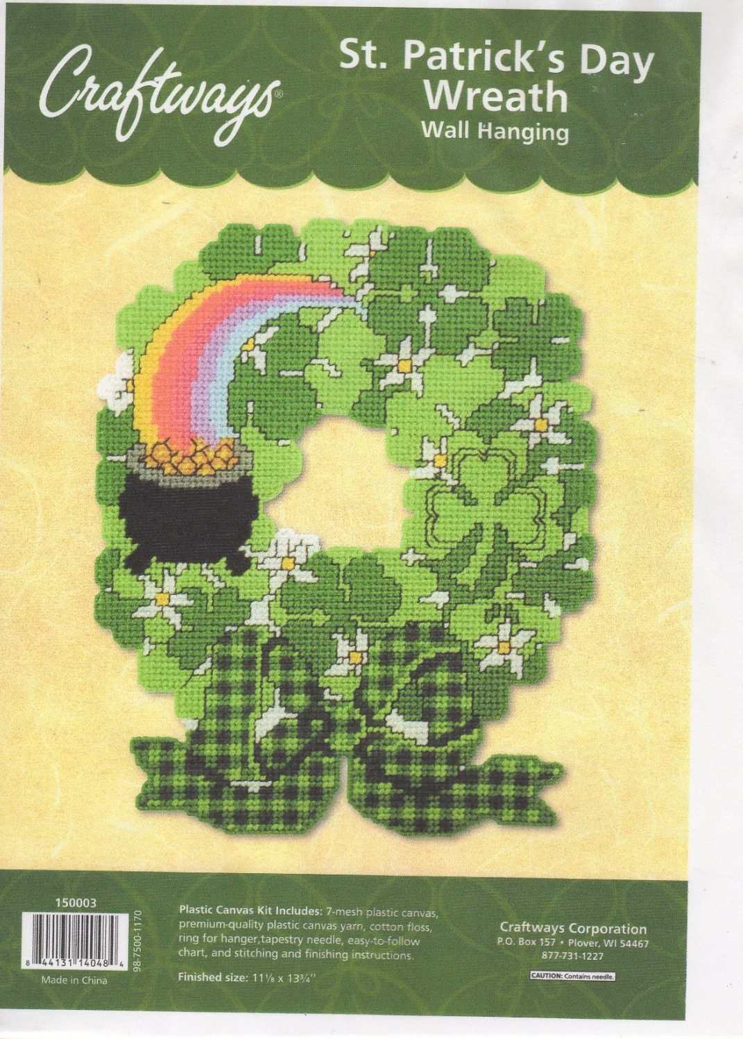 ST PATRICKS DAY WREATH  WALL HANGING 7ct  plastic canvas  PATTERN (#TF0676)