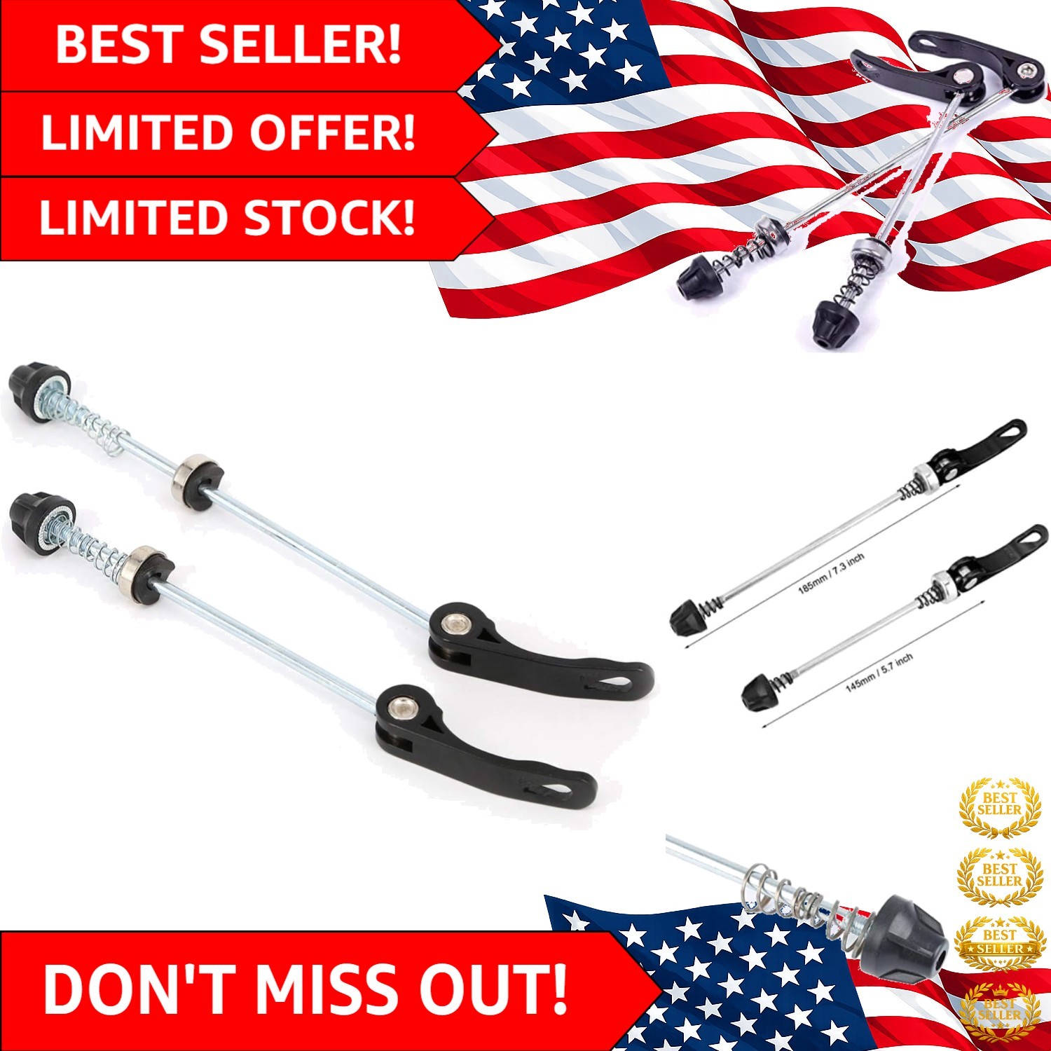 Aluminum Alloy Quick Release Skewers for Mountain & Road Bikes - 96g Lightweight