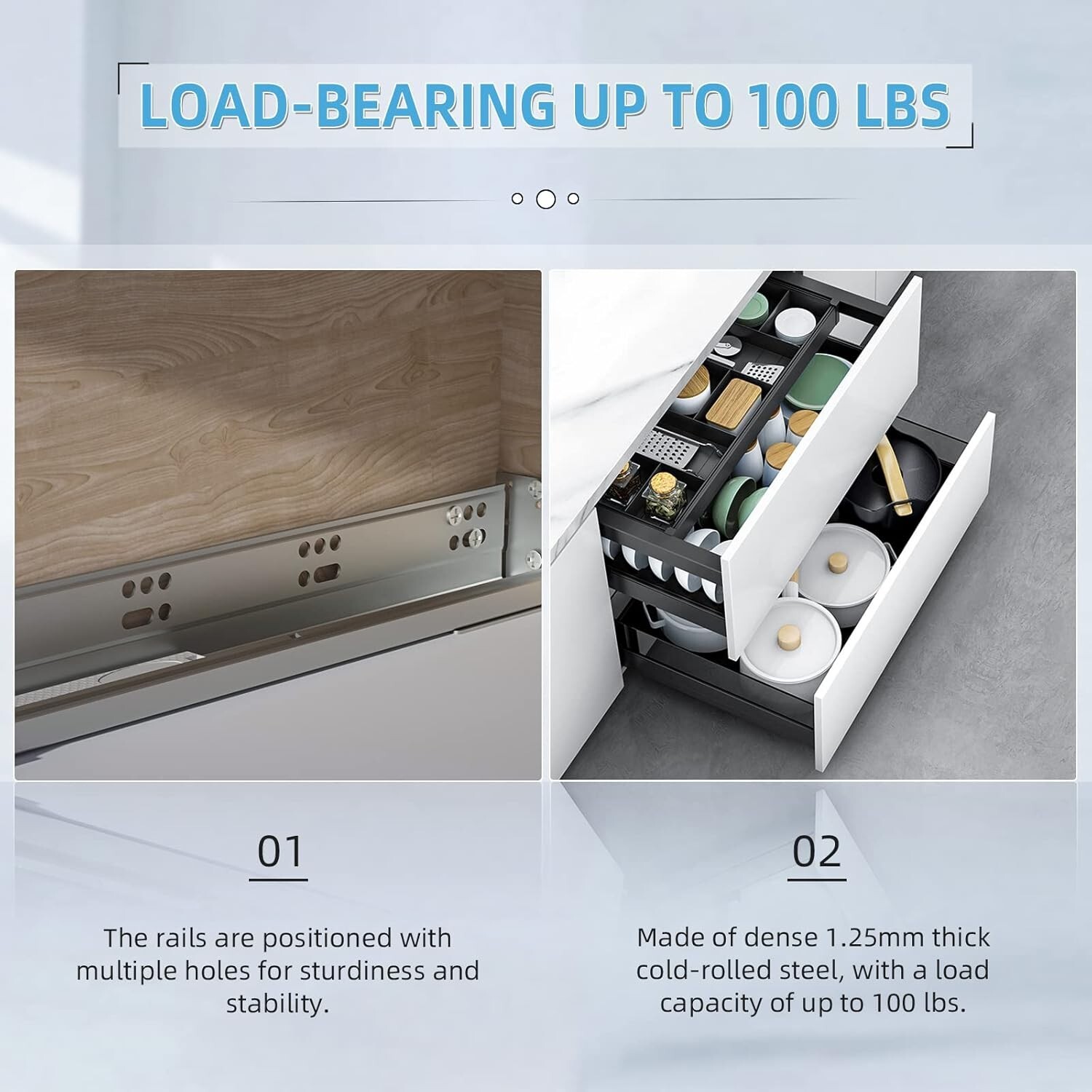 6 Pair Undermount Soft Close Drawer Slides 9 Inch 80 Lb Load
